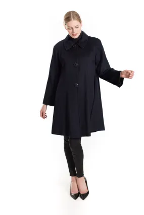 100% Cashmere Swing Coat - Navy