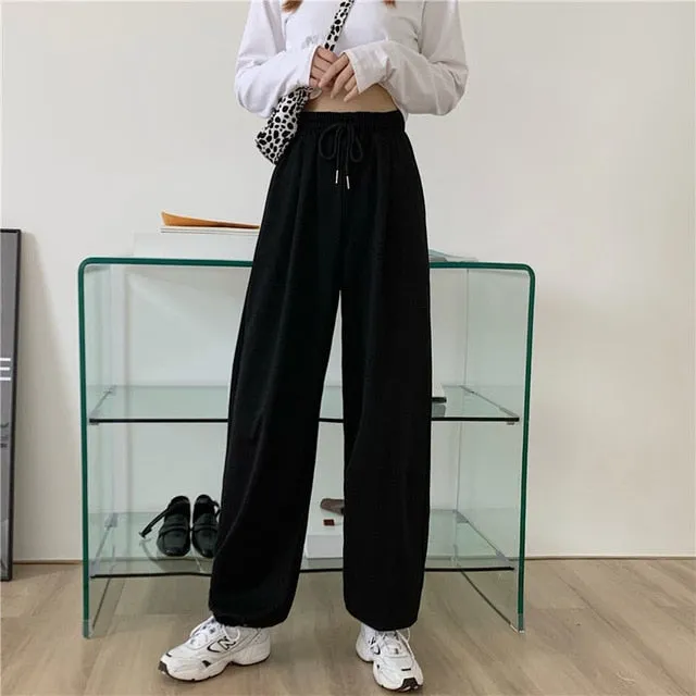 2021 New Baggy Sweatpants HOUZHOU Women Autumn Loose fit Pants Sizes S - 2XL