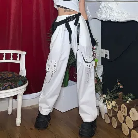 2021 Women HOUZHOU Harajuku Chain Wide Leg Pants Sizes S - L