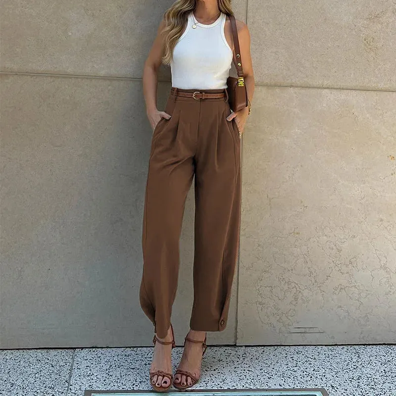 2024 Fashion Color High Waist Suit Pants