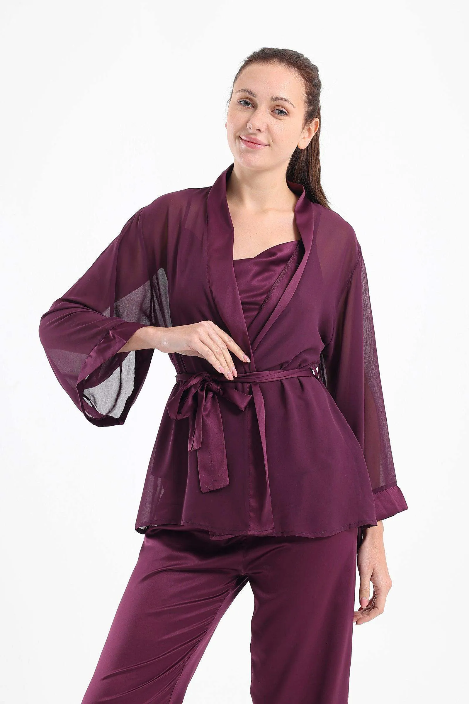 3 Pieces Satin Pyjama Set