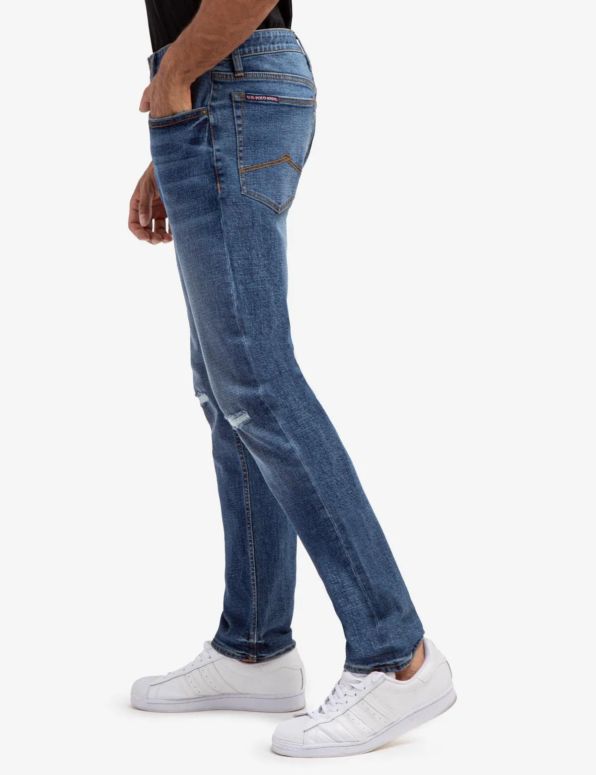 5 POCKET SLIM STRAIGHT FIT JEANS WITH SOFT ELASTIC