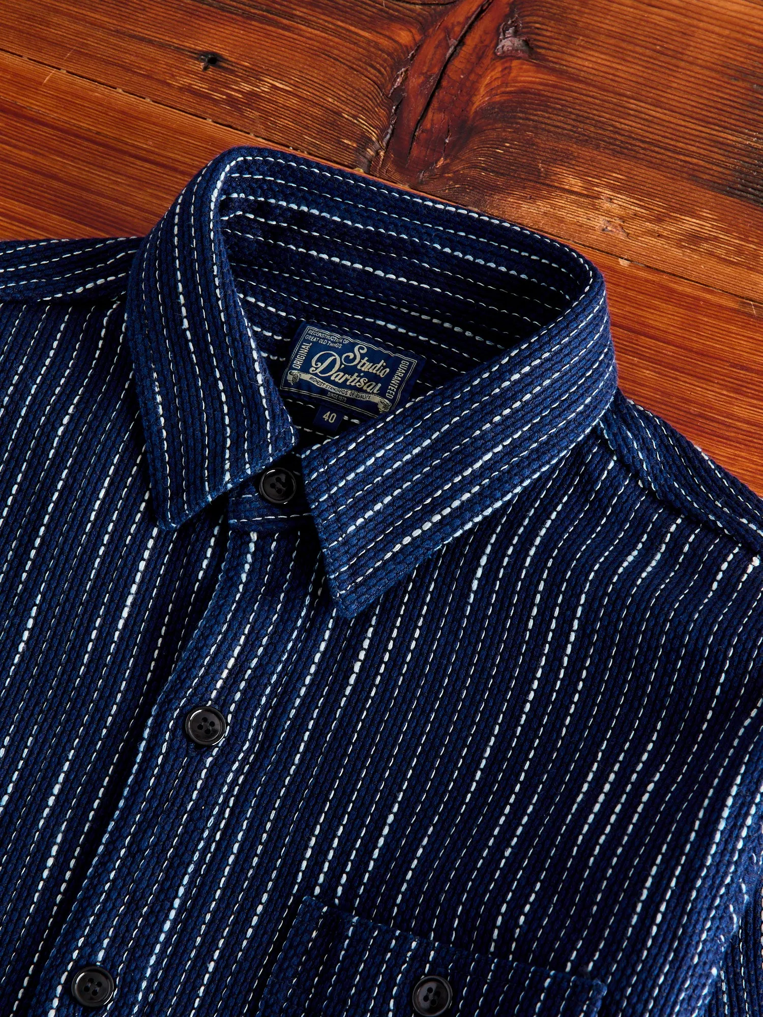 5709 "Rain Kasuri" Work Shirt in Indigo Sashiko