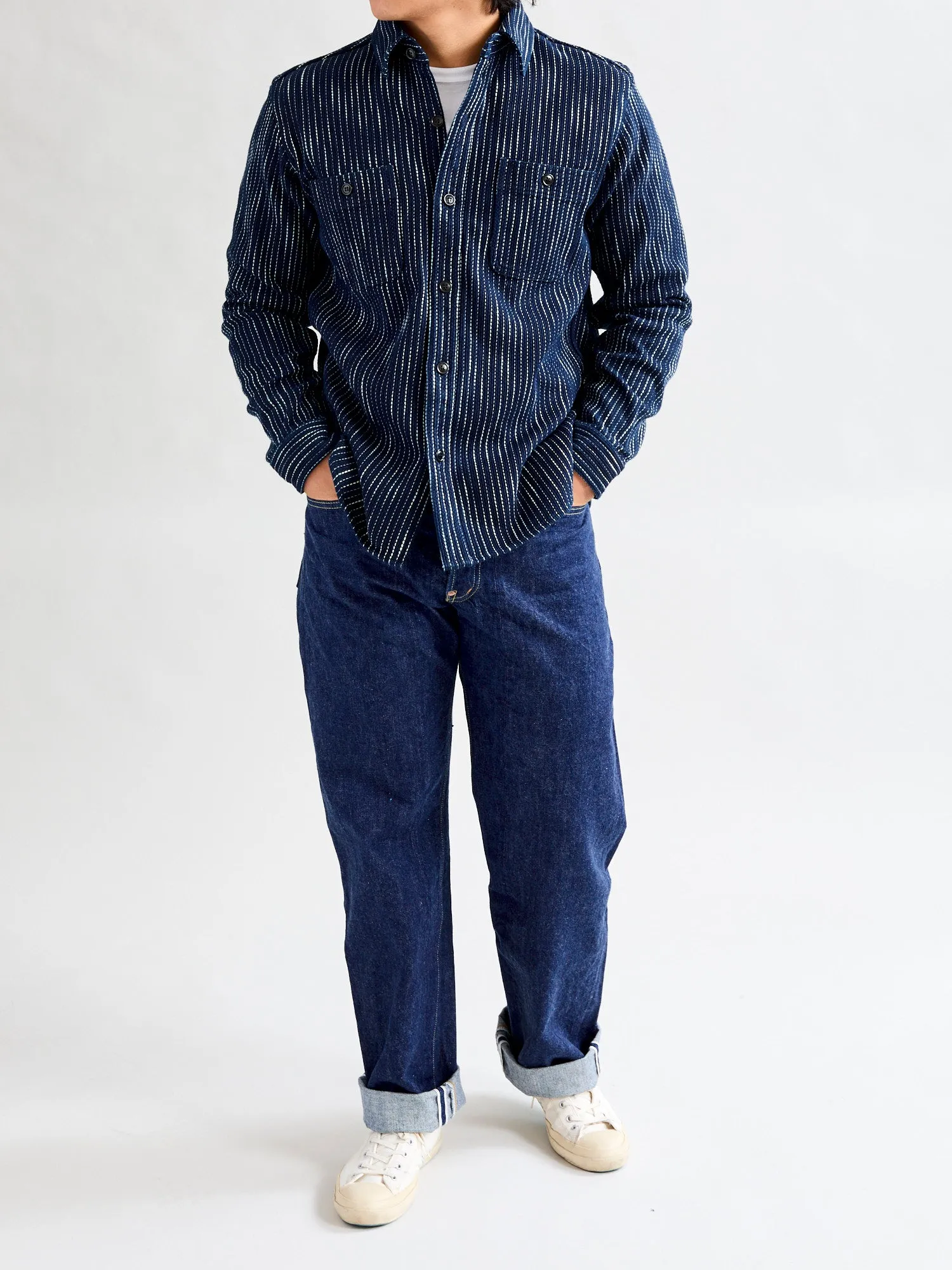 5709 "Rain Kasuri" Work Shirt in Indigo Sashiko