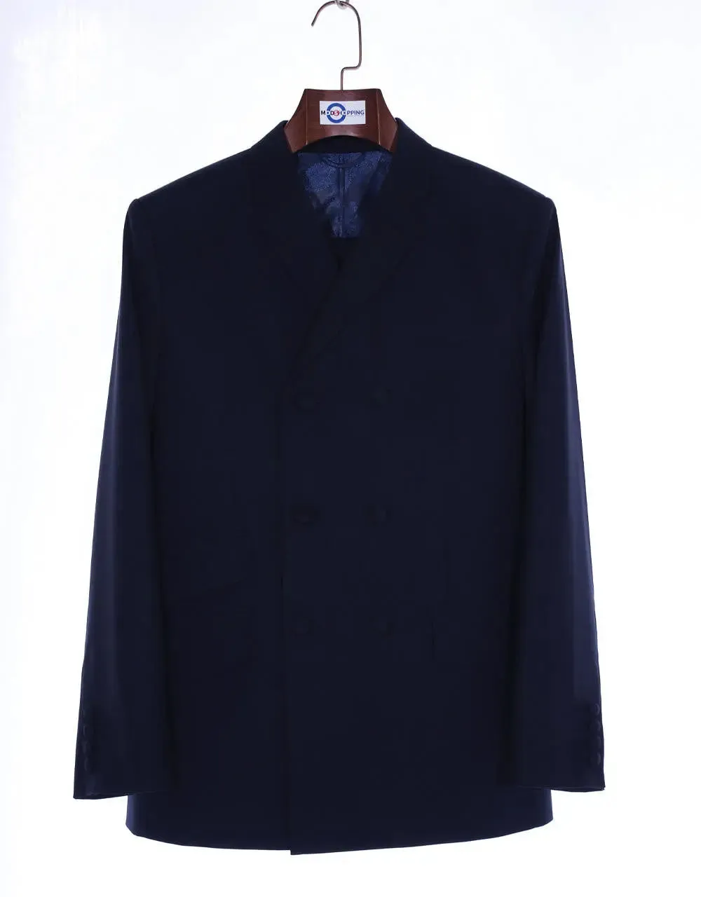 60s Mod Style Dark Navy Blue Double Breasted Suit