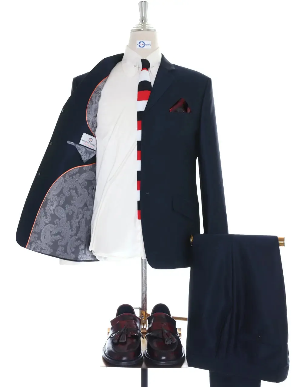 60s Mod Style Dark Navy Blue Tonic Suit