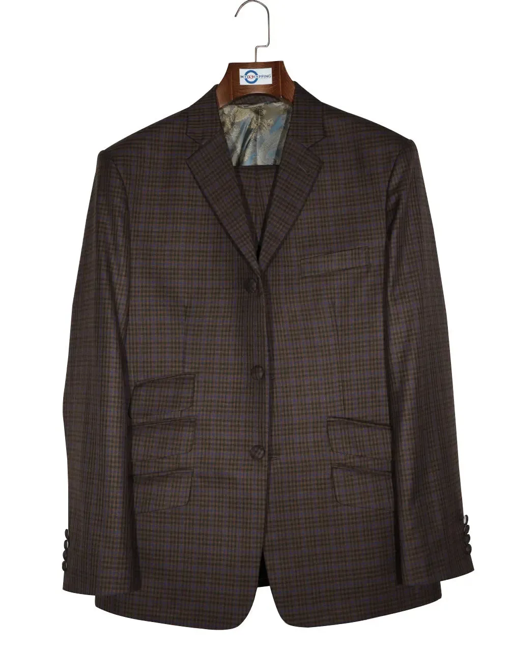 60s Vintage Style Chocolate Brown Goldhawk Suit