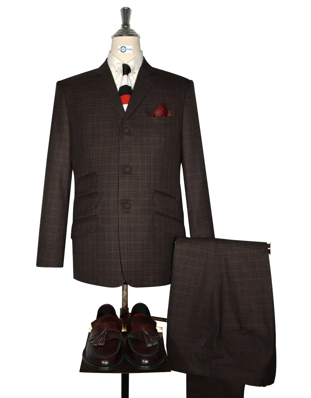 60s Vintage Style Chocolate Brown Goldhawk Suit