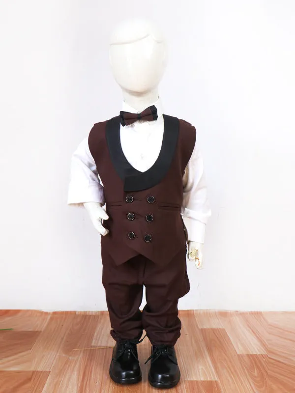 6Mth - 10Yrs Dark Brown 4 Pcs Suit for Boys BCP12