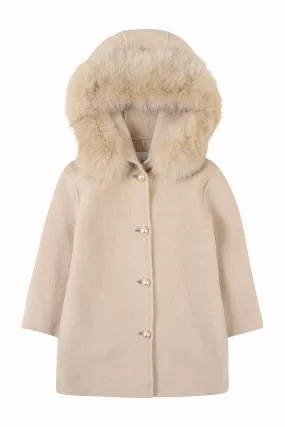 'Aline' hooded cashmere coat / Nude