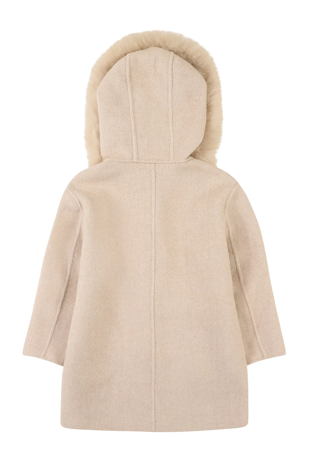 'Aline' hooded cashmere coat / Nude