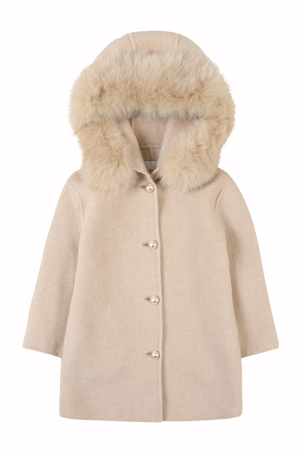 'Aline' hooded cashmere coat / Nude