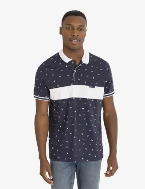 ALL OVER FLAG PRINTED JERSEY POLO SHIRT