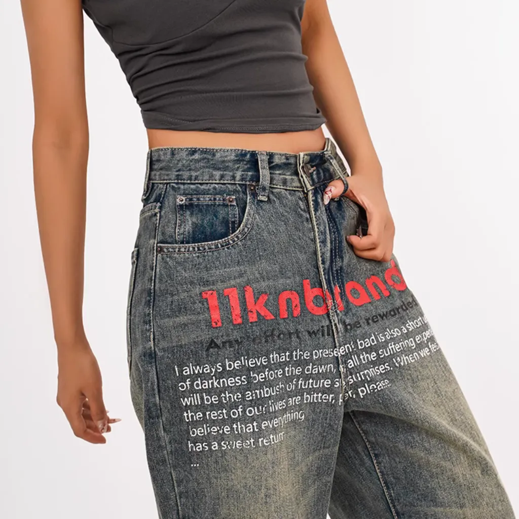 American Fashion Letter Jeans