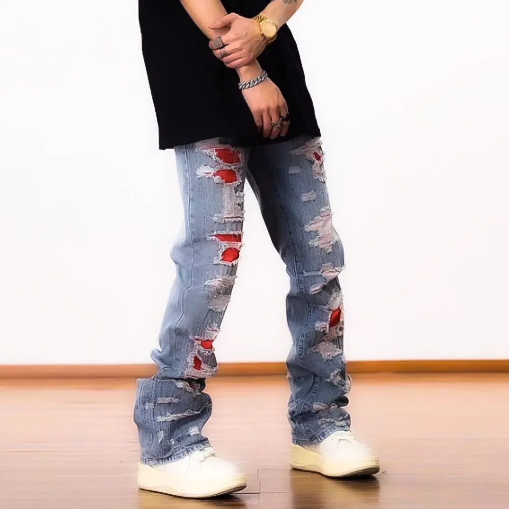 American Street Red Ripped Jeans