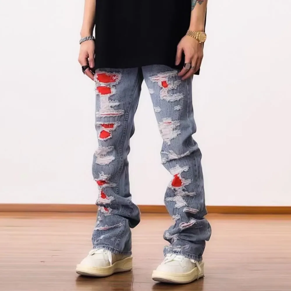 American Street Red Ripped Jeans