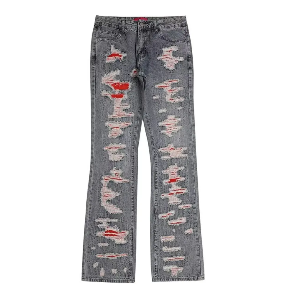 American Street Red Ripped Jeans