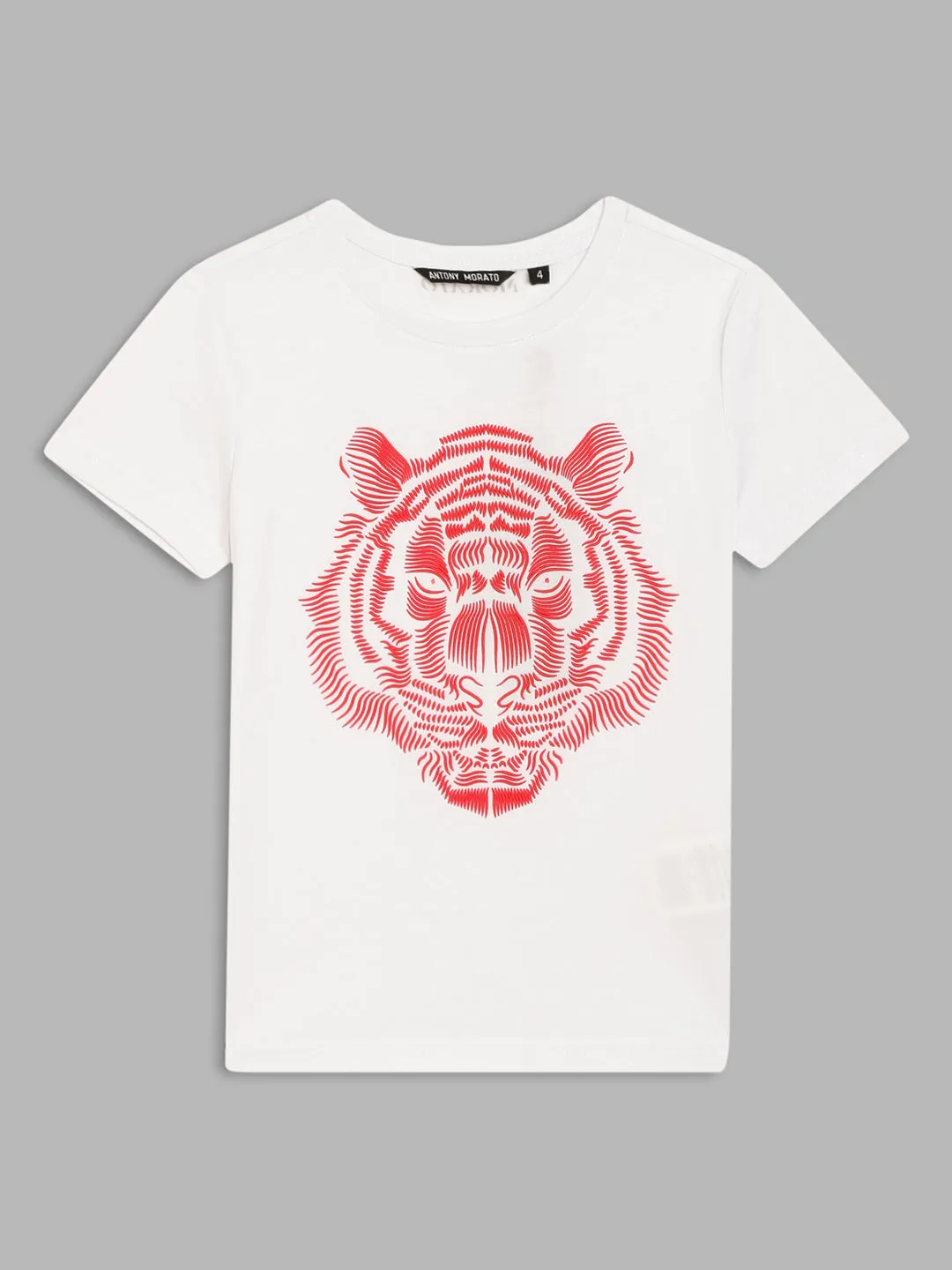 Antony Morato Kids White Printed Regular Fit T-Shirt