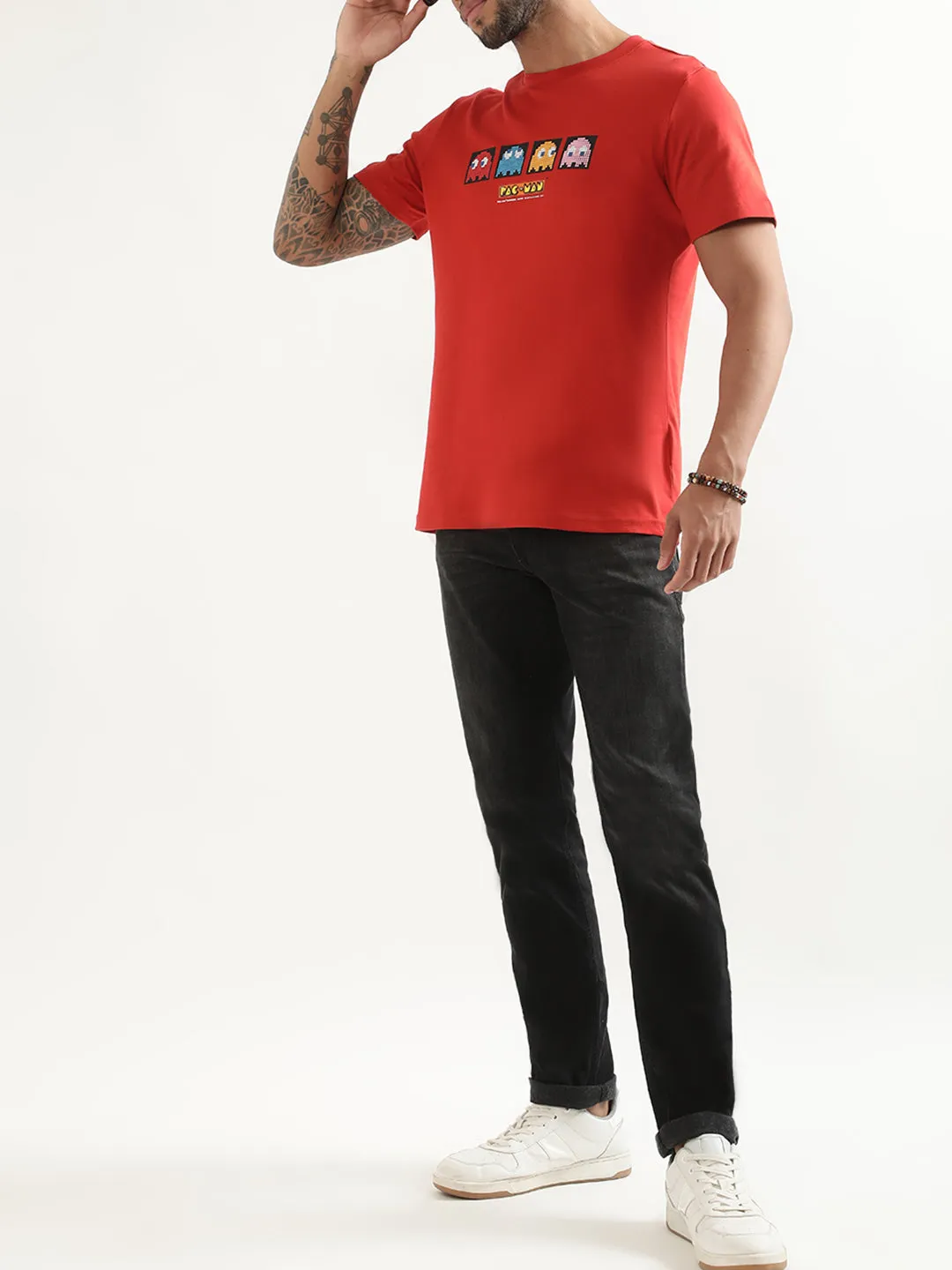 Antony Morato Red Printed Regular Fit T-Shirt