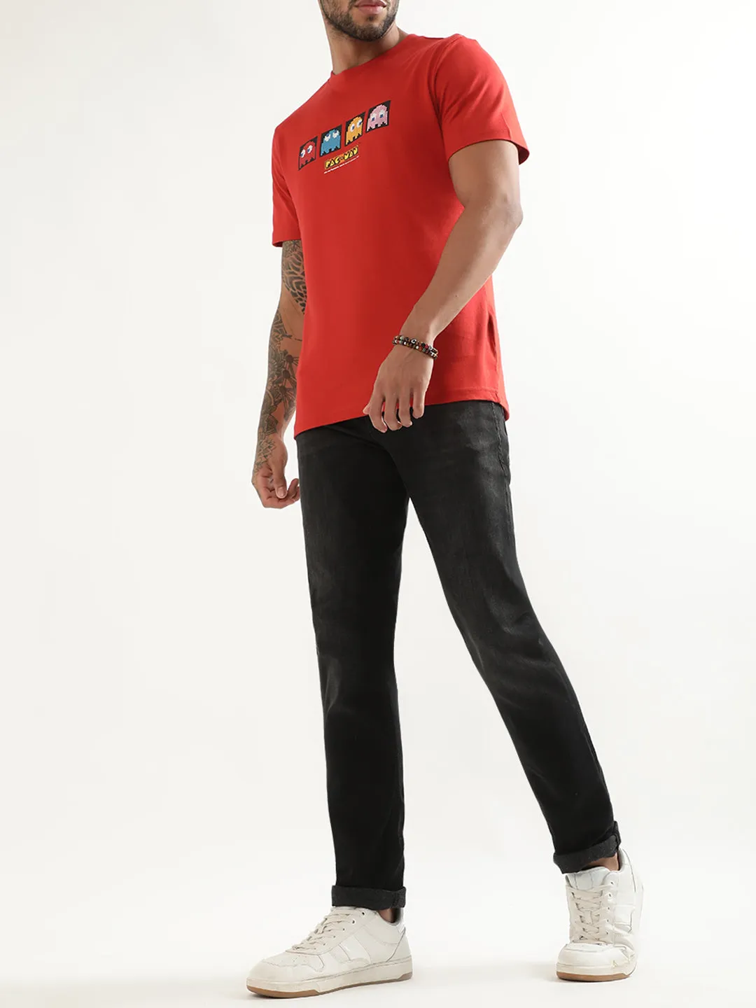 Antony Morato Red Printed Regular Fit T-Shirt