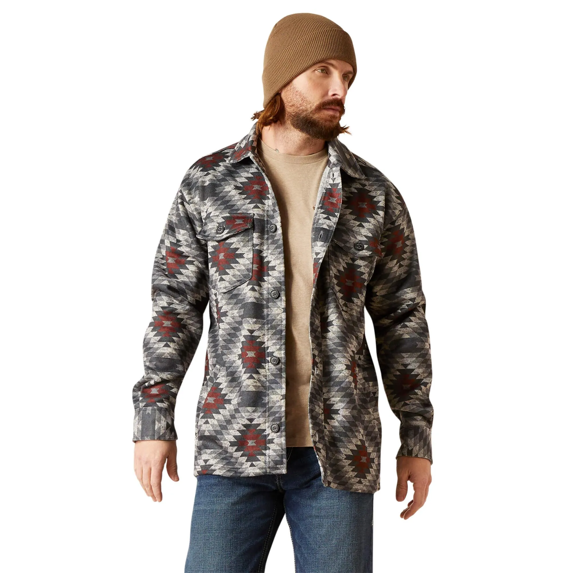 Ariat Men's Caldwell Printed Charcoal Grey Shirt Jacket