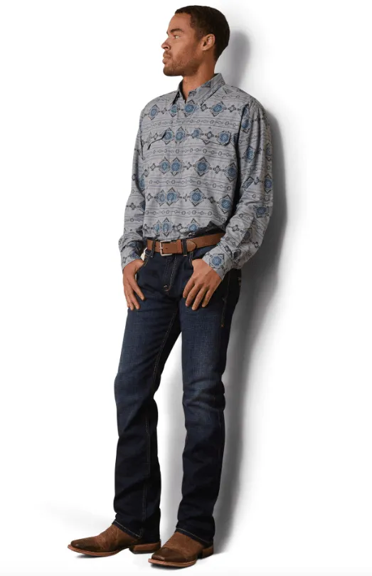 Ariat Men's VentTEK Moon Mist Aztec Print Outbound Classic Fit Long Sleeve Shirt 10043424