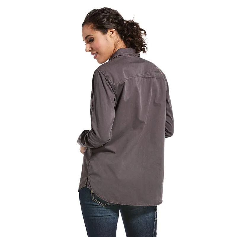 Ariat Womens Rebar Washed Twill Work Shirt Size XL Gray Button-Up L/s NWT