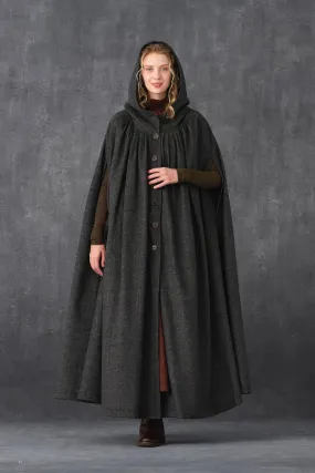 ARIEL 14 | HOODED WOOL CLOAK COAT