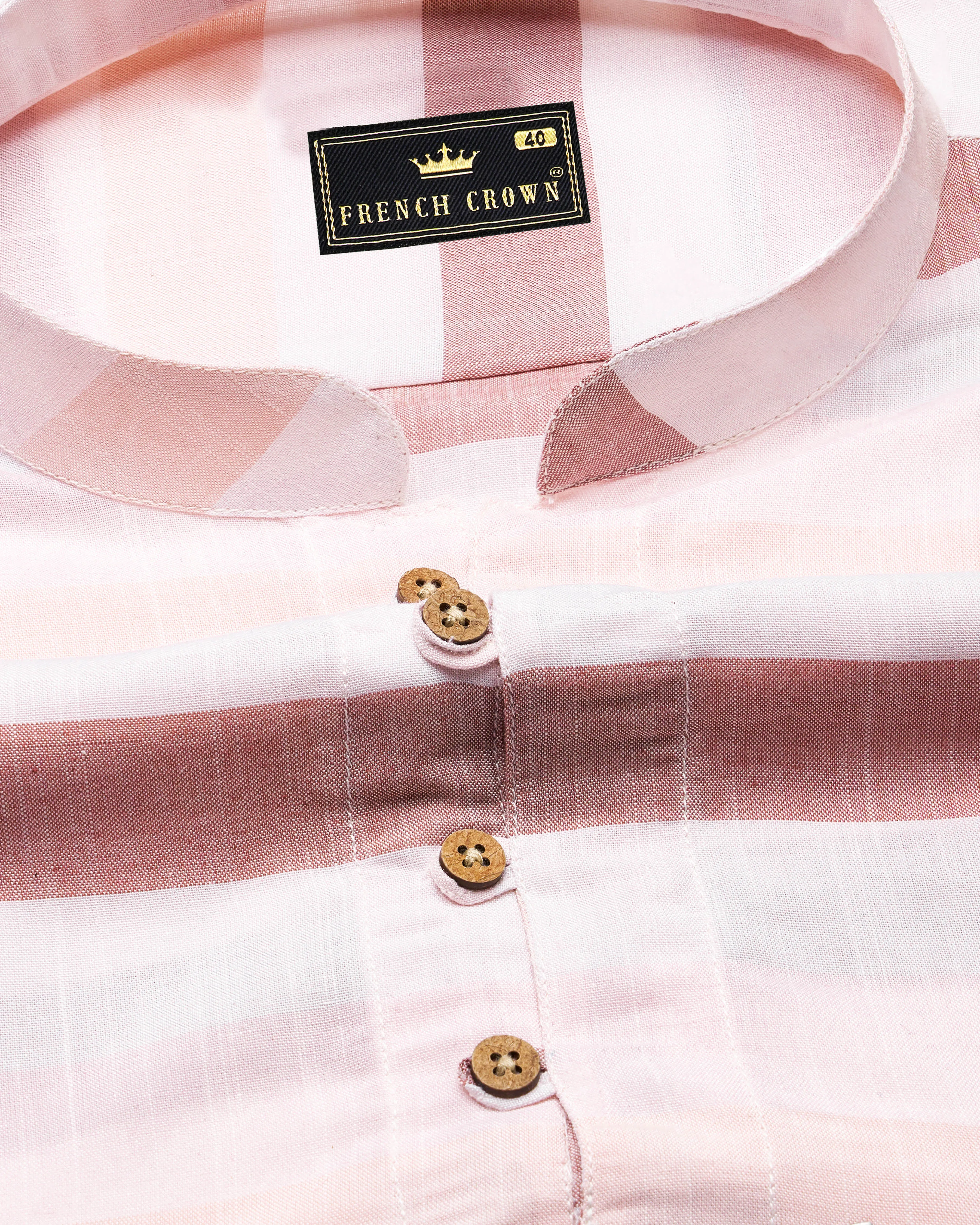 Armour with Oriental Peach and White Striped Premium Tencel Kurta Shirt