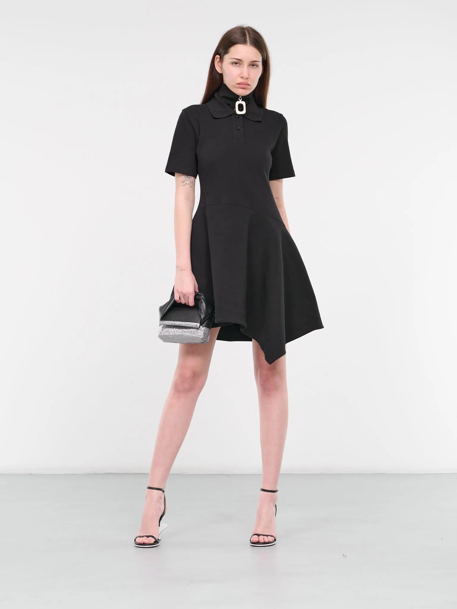 Asymmetric Polo Dress (JD0037-PG1479-BLACK)