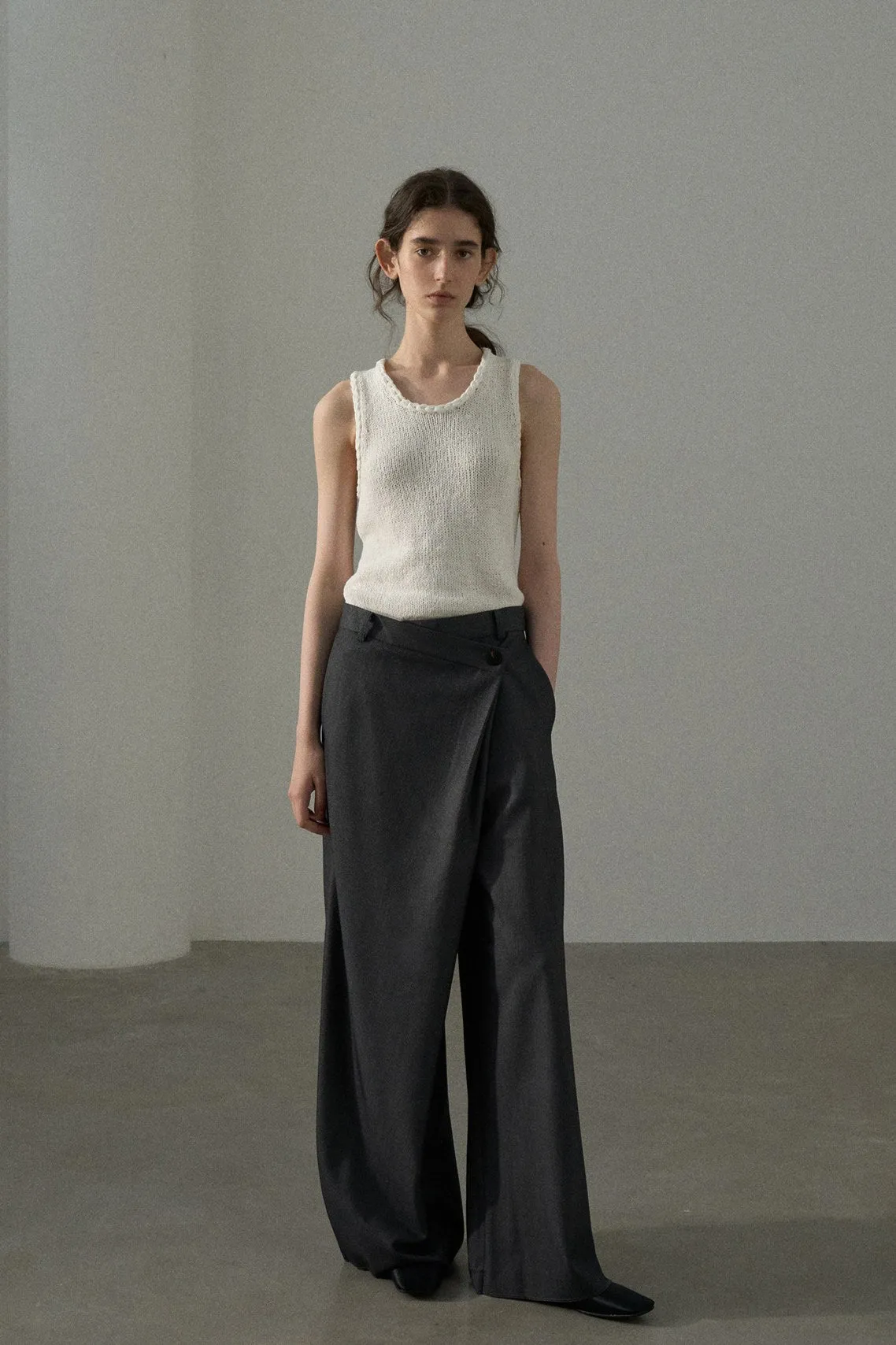 Asymmetrical waist loose suit pants | 3 color