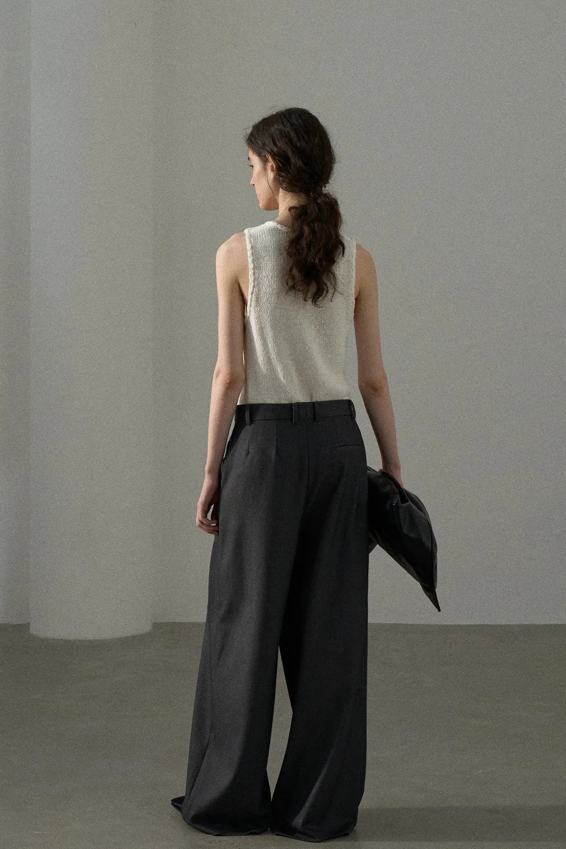 Asymmetrical waist loose suit pants | 3 color