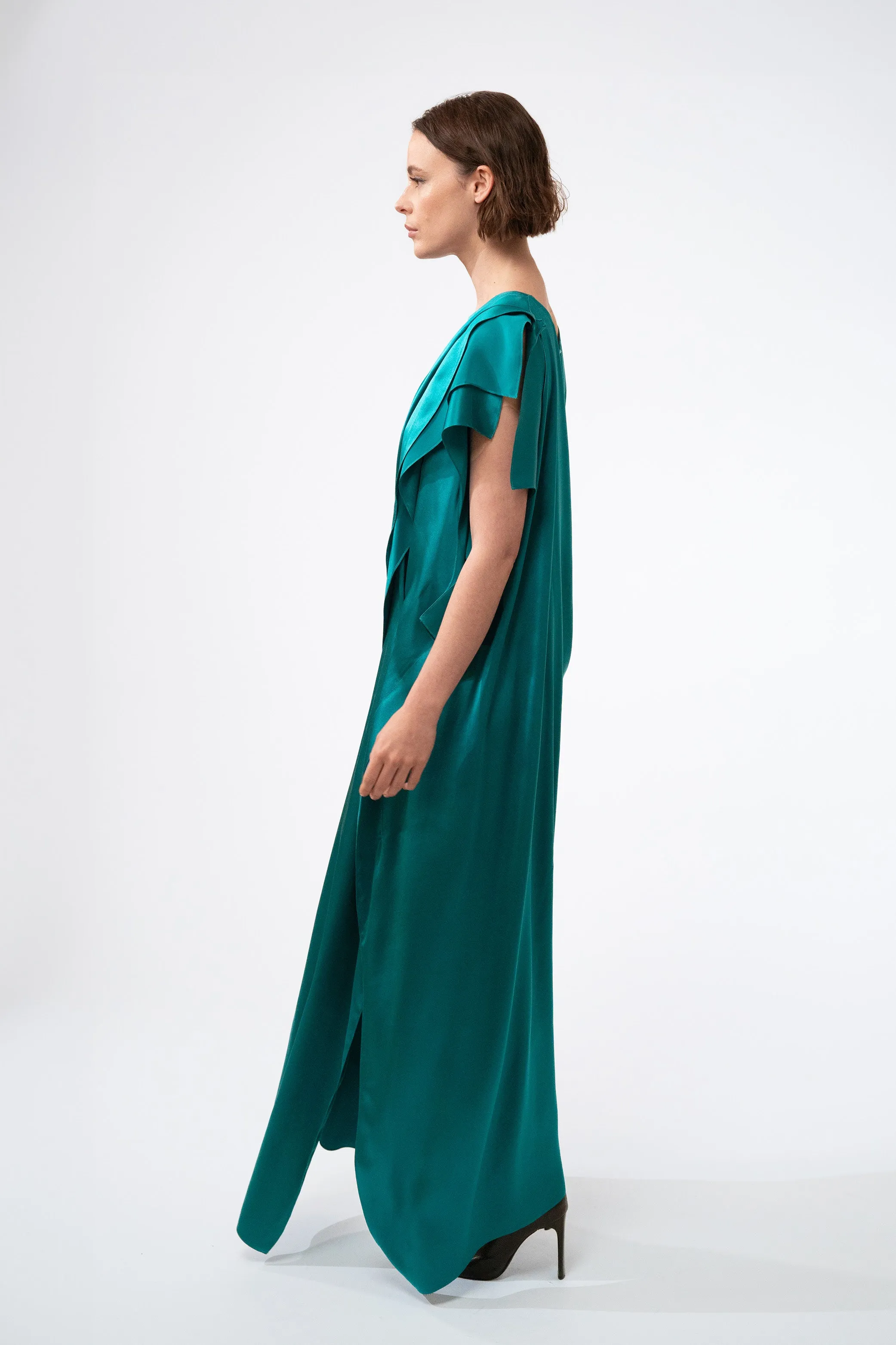 ATHENA fresh green - silk draped cocktail dress