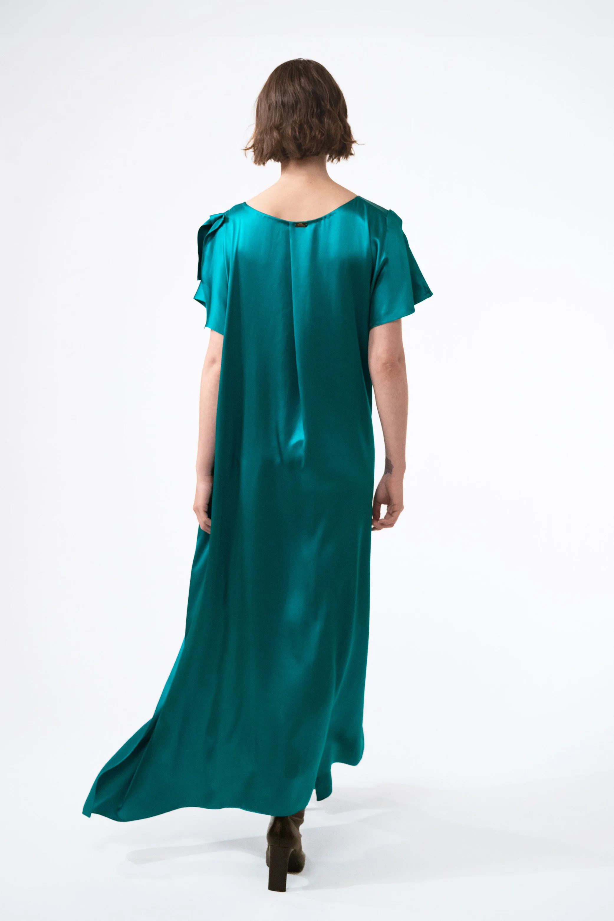 ATHENA fresh green - silk draped cocktail dress