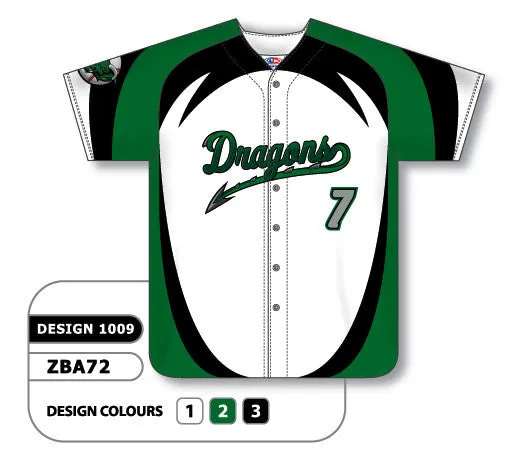 Athletic Knit Custom Sublimated Full Button Baseball Jersey Design 1009