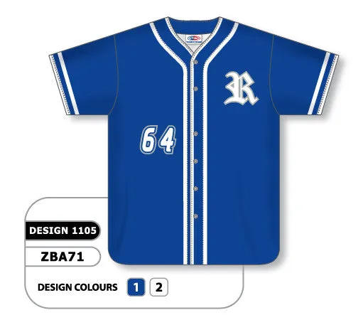 Athletic Knit Custom Sublimated Full Button Baseball Jersey Design 1105