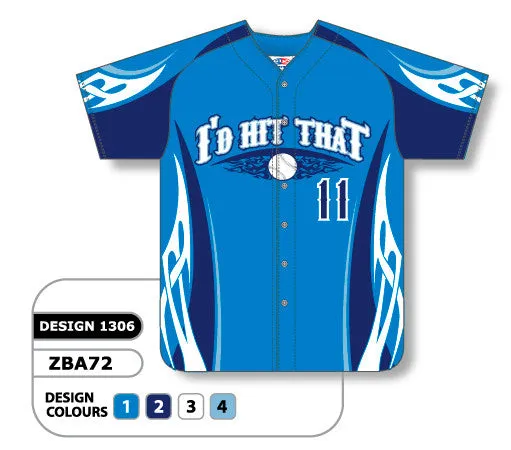 Athletic Knit Custom Sublimated Full Button Baseball Jersey Design 1306