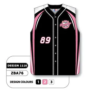 Athletic Knit Custom Sublimated Full Button Sleeveless Baseball Jersey Design 1116