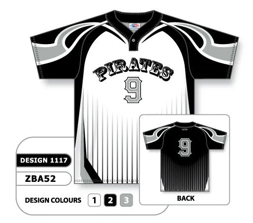 Athletic Knit Custom Sublimated One-Button Pro Placket Baseball Jersey Design 1117