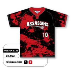 Athletic Knit Custom Sublimated One-Button Pro Placket Baseball Jersey Design 1135