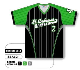 Athletic Knit Custom Sublimated V-Neck Baseball Jersey Design 1311