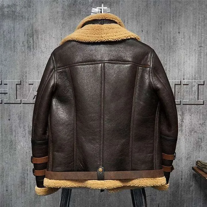 B3 Flying Aviator Shearling Fur Leather Jacket