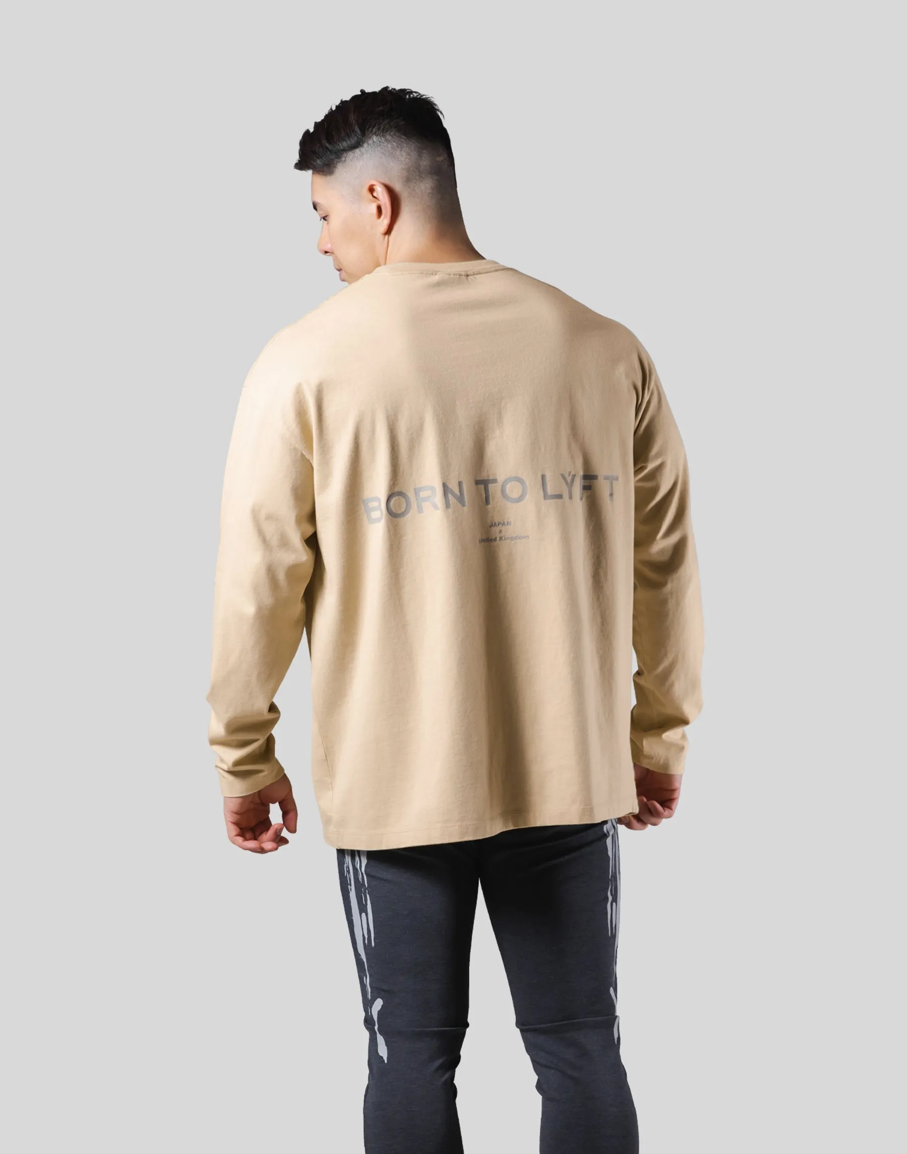 Back Message Vintage Long T-Shirt - Beige