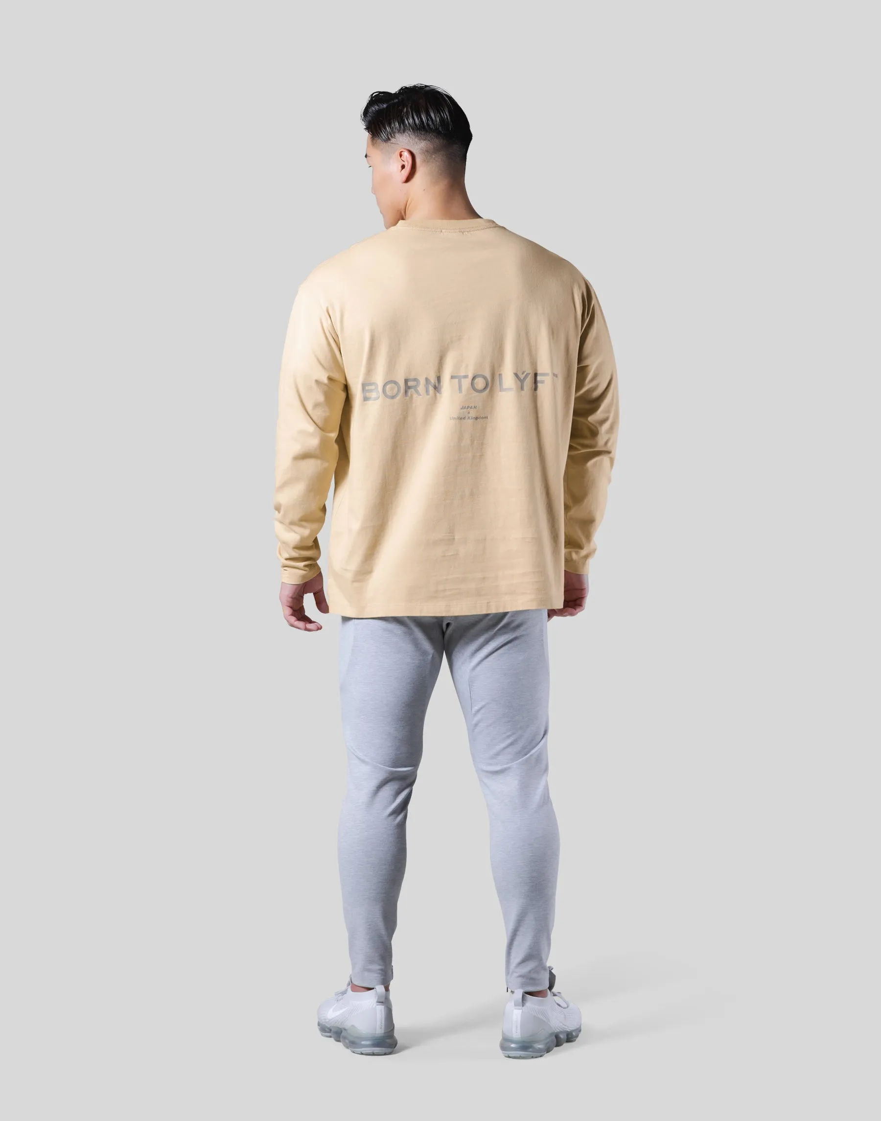 Back Message Vintage Long T-Shirt - Beige