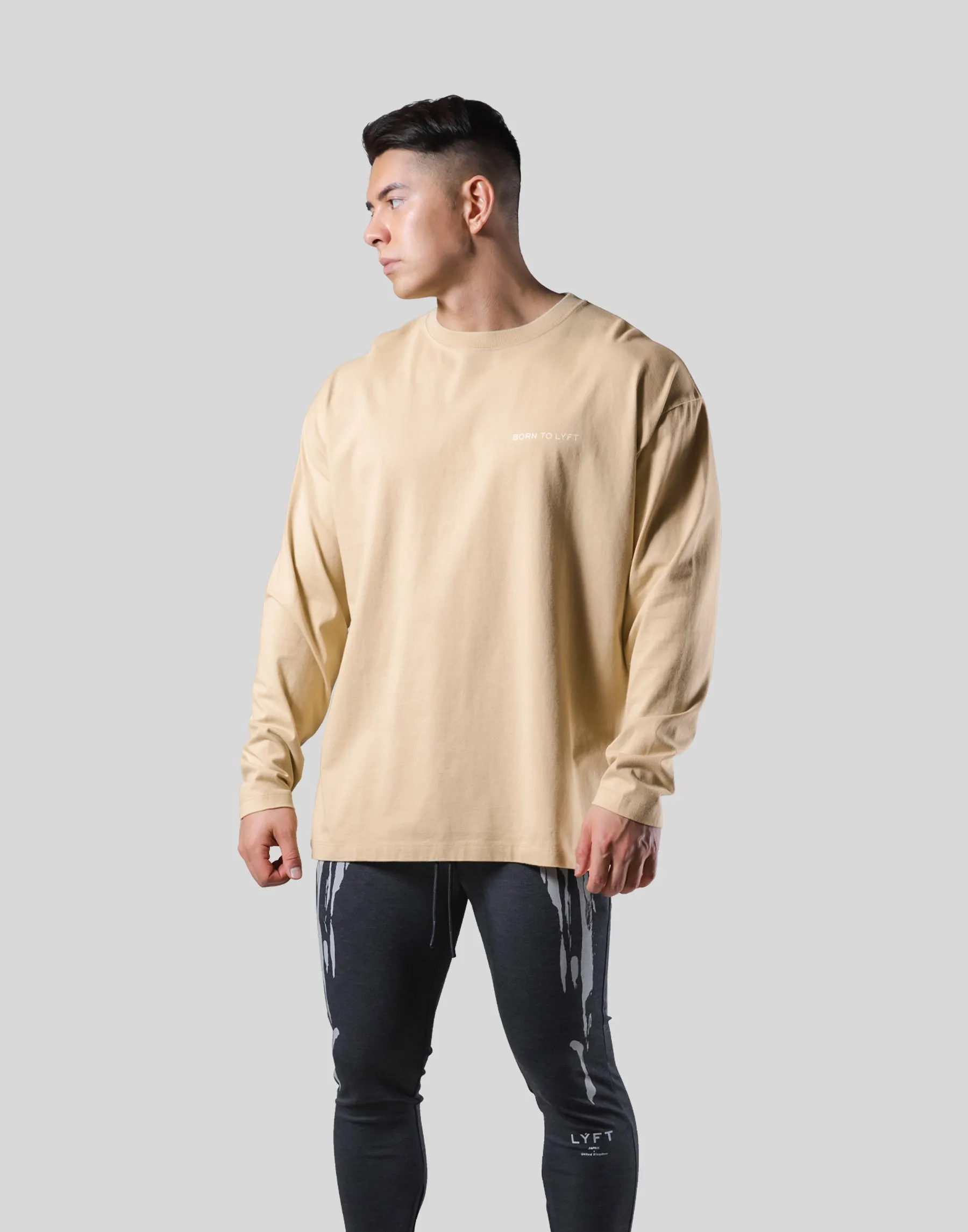 Back Message Vintage Long T-Shirt - Beige