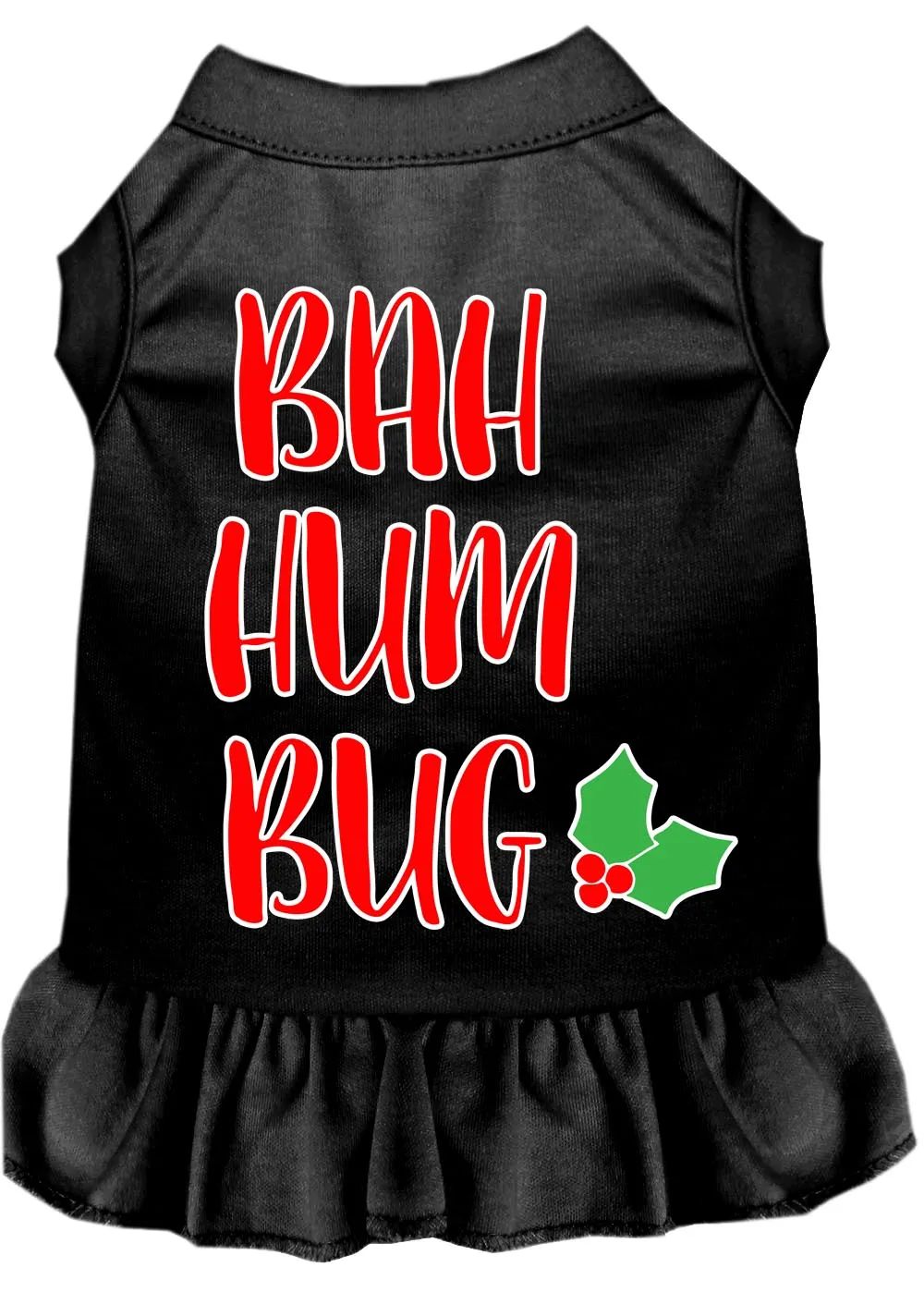 Bah Humbug Screen Print Dog Dress Black Sm