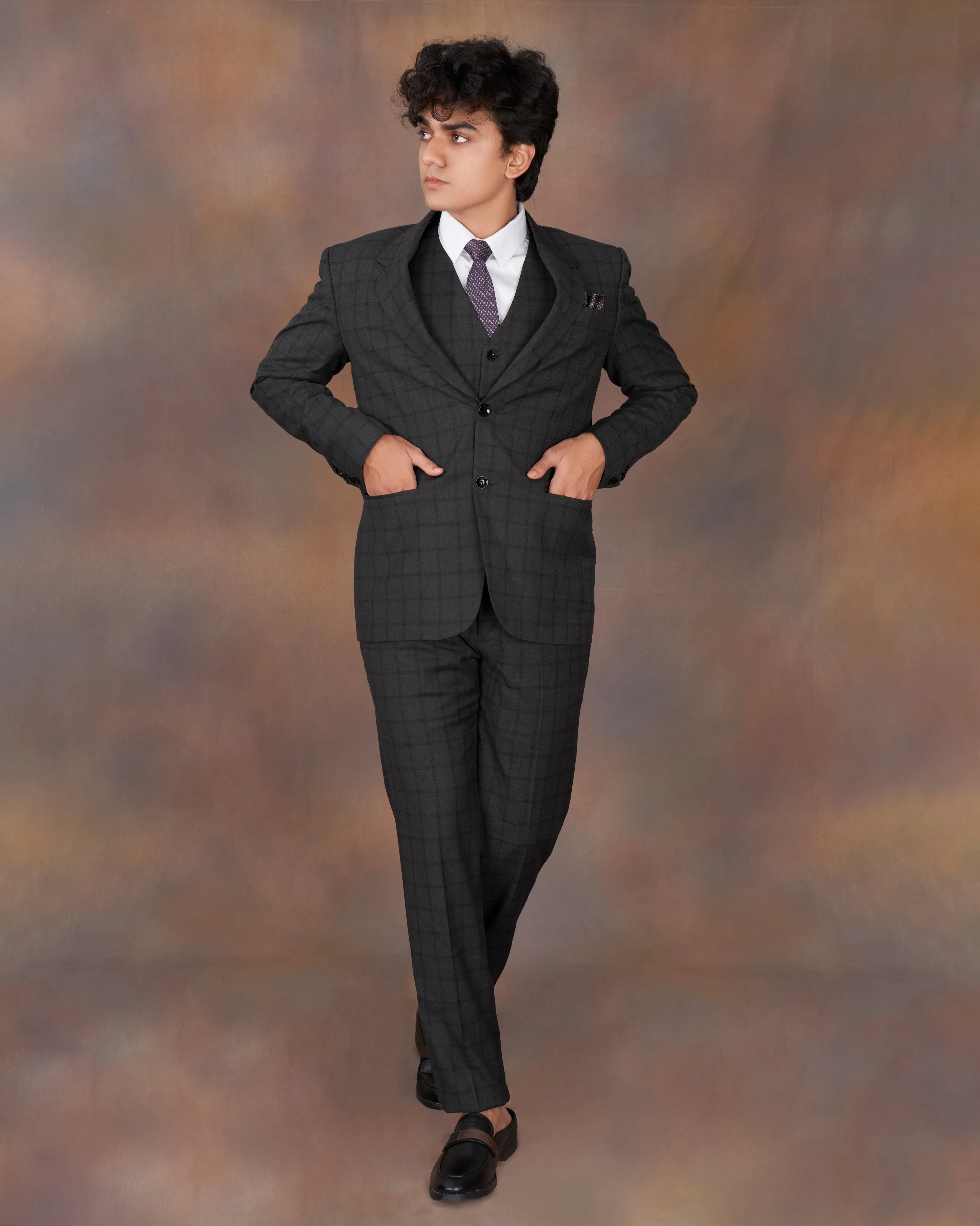 Baltic Black Windowpane Single Breasted Suit