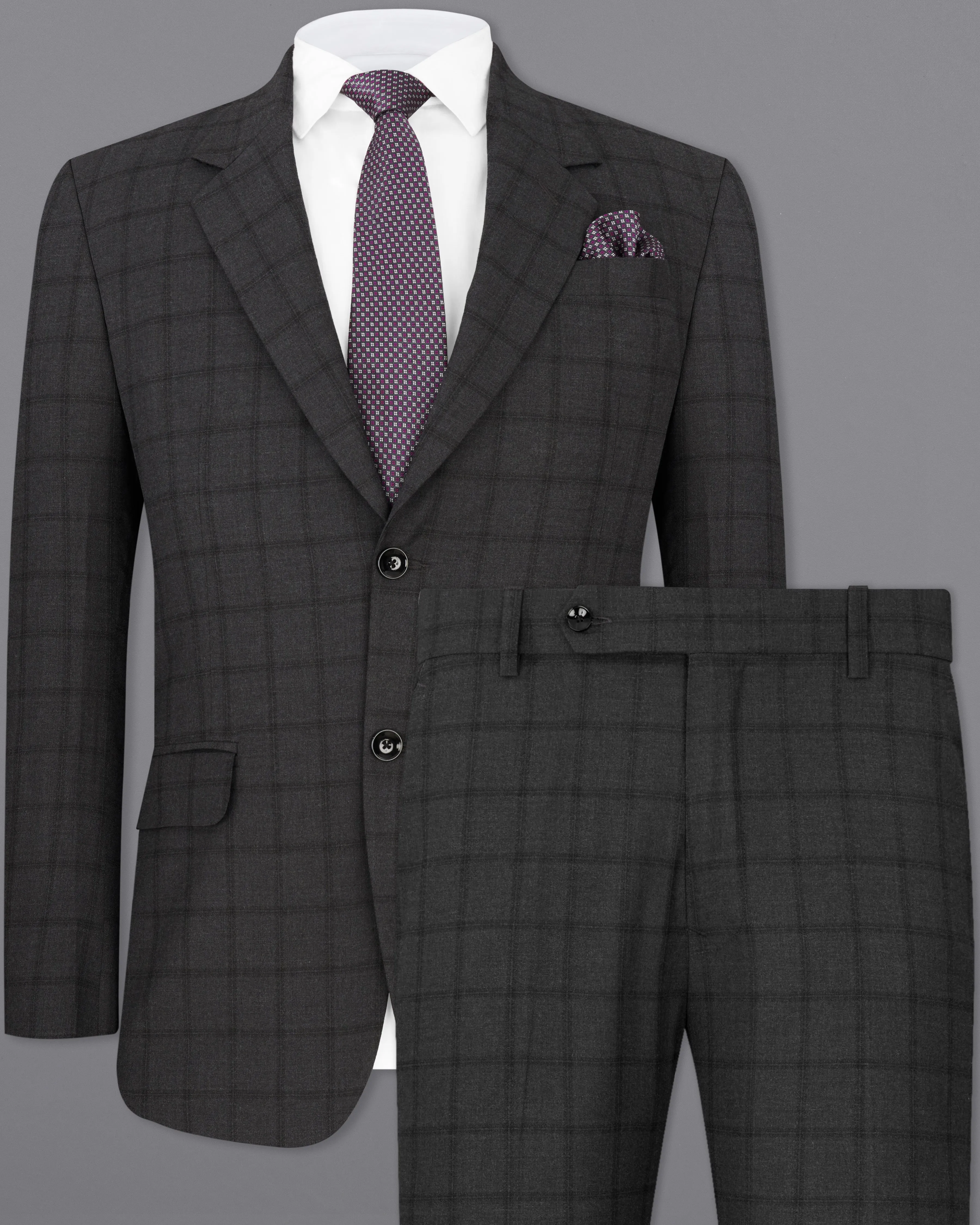 Baltic Black Windowpane Single Breasted Suit