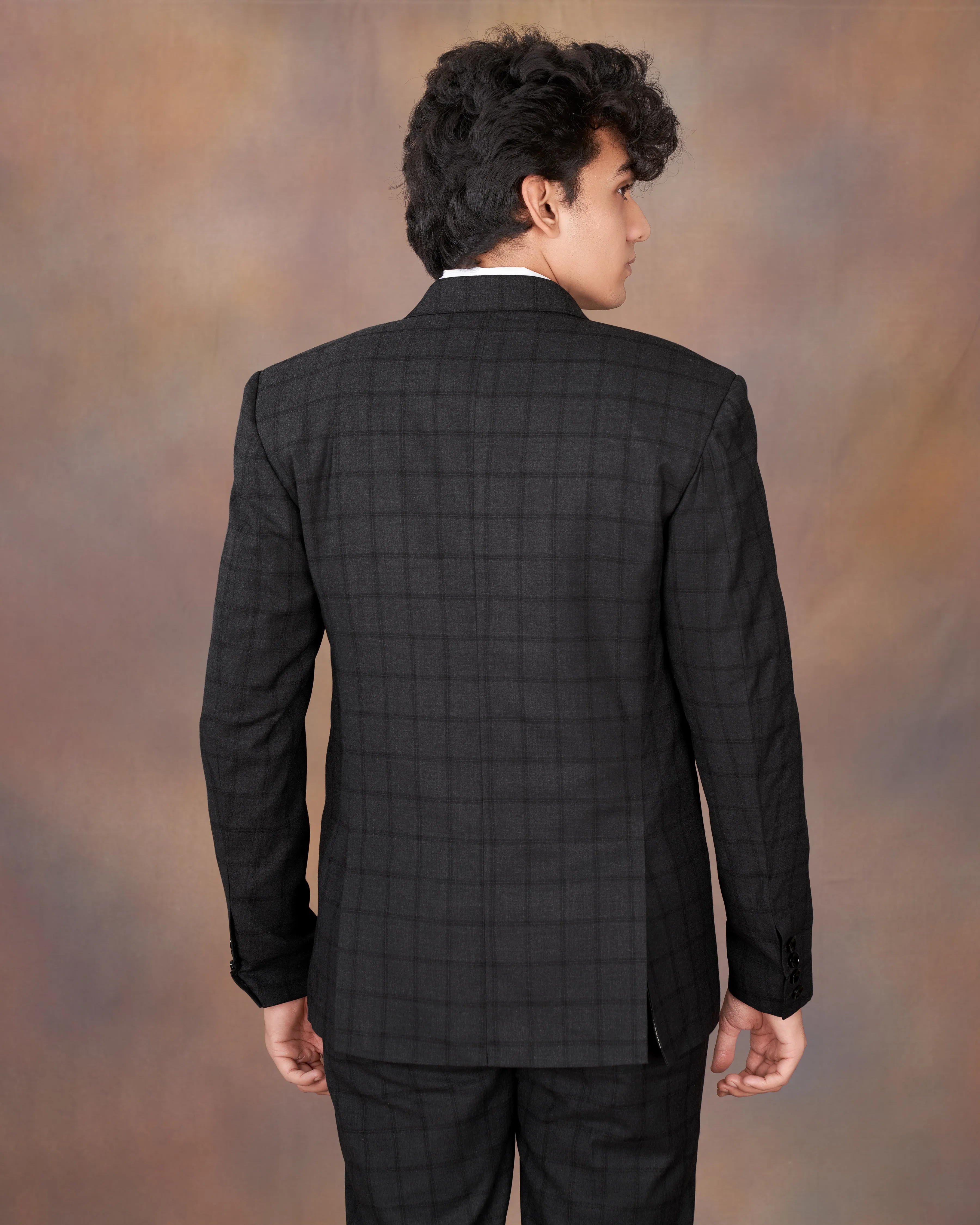 Baltic Black Windowpane Single Breasted Suit