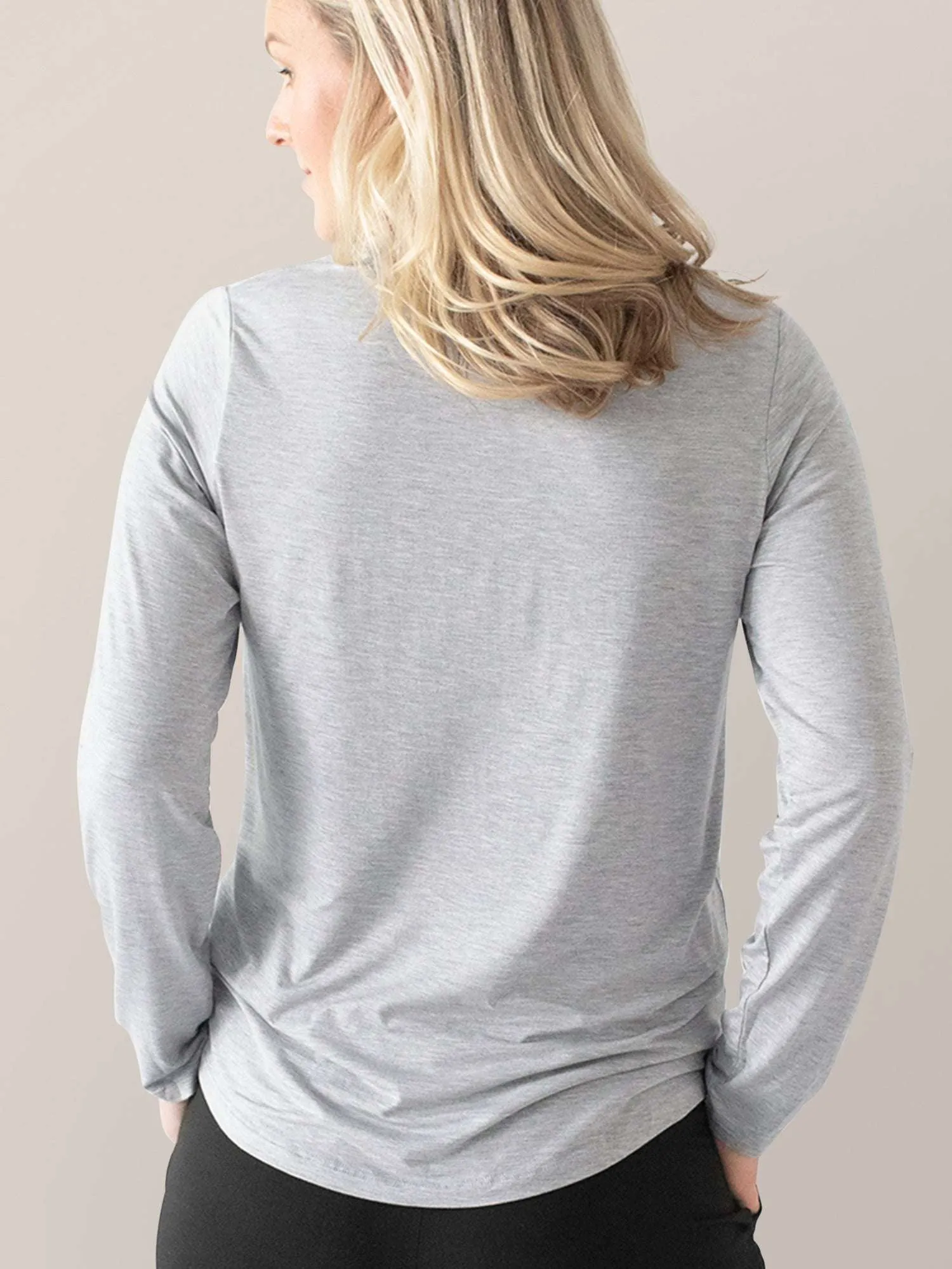 Bamboo Maternity & Nursing Long Sleeve T-shirt | Grey Heather